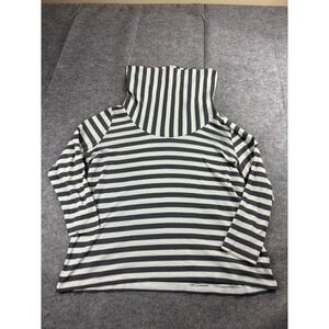 Great Northwest Indigo Womens 1X Gray Cowl Neck Striped Knit Pullover Cozycore